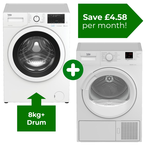 Product: COMBO DEAL: 8kg+ Washing Machine and Condenser Tumble Dryer Rental