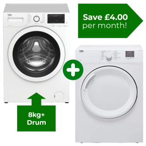 Product: COMBO DEAL: 8kg+ Washing Machine and Vented Tumble Dryer Rental